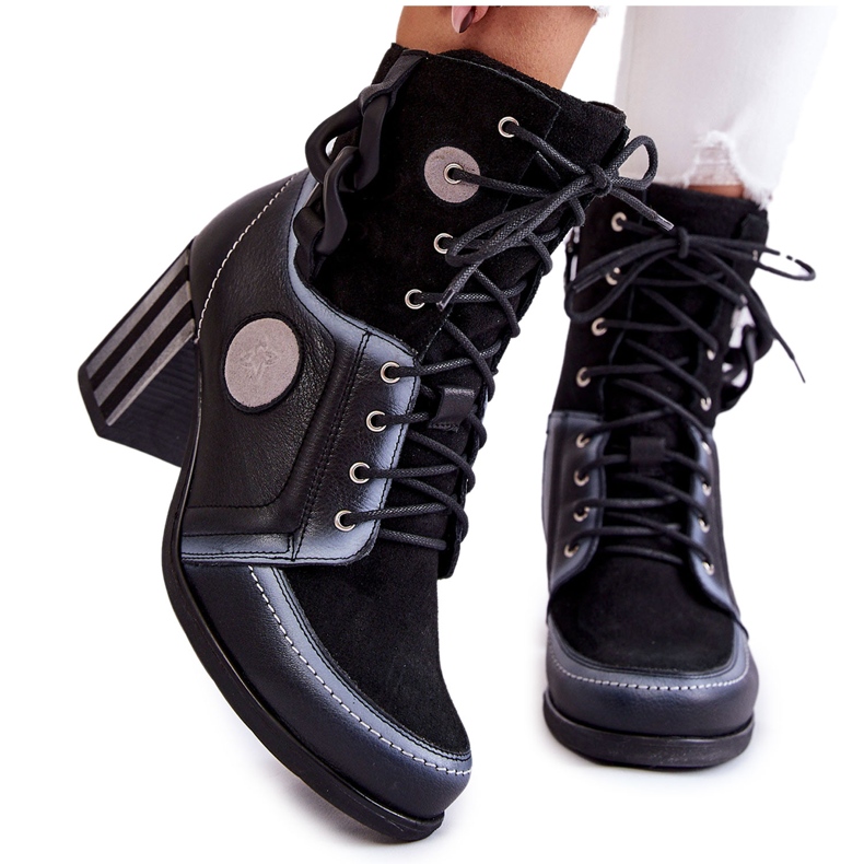 Ženske kožne čizme Maciejka 05599-01 Crne crno raznobojna