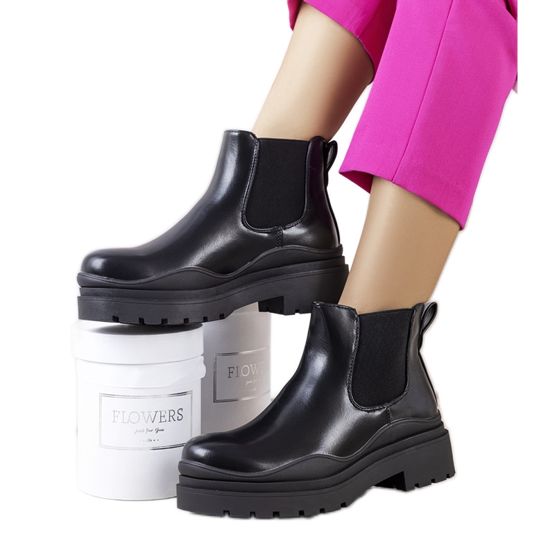 PA1 Crne čizme na Gaffney platformi crno