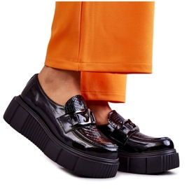 PL5 Moderne kožne cipele na Black Marsol platformi crna