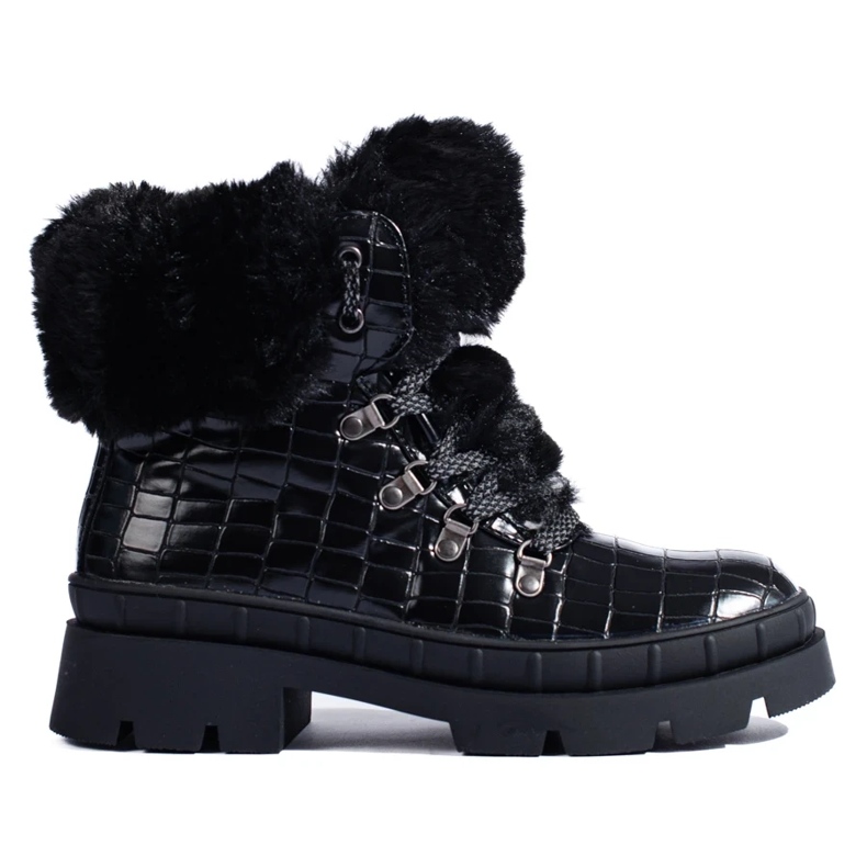 Ženske crne čizme s krznom crno