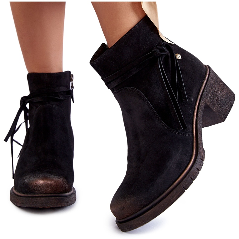 Ženske čizme od brušene kože Maciejka 05720-01 crne crno