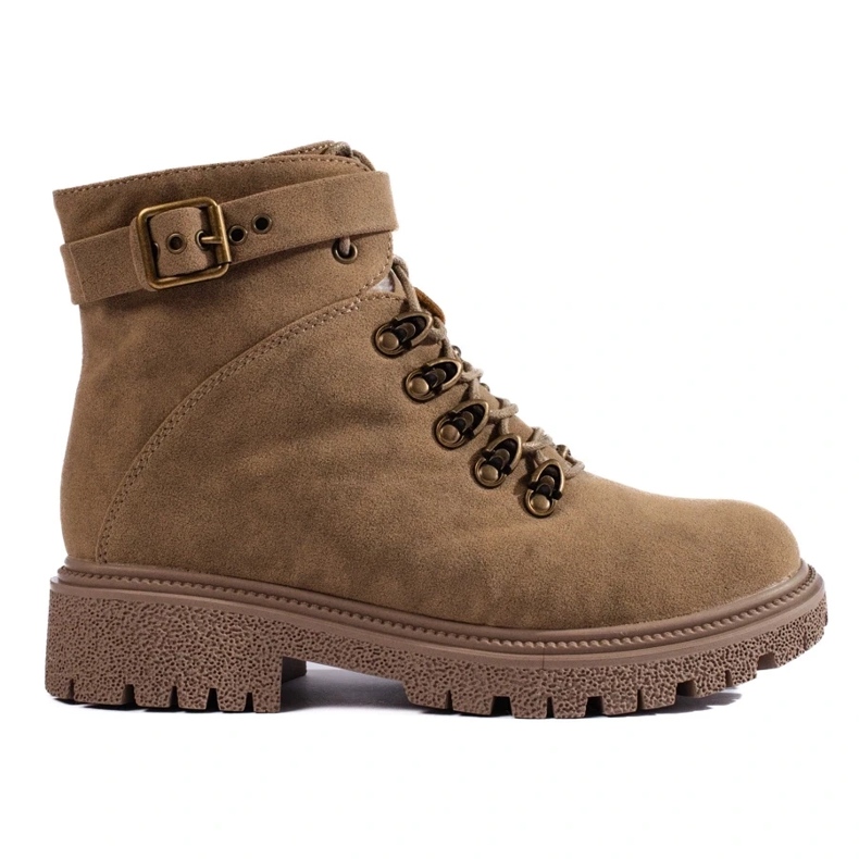 Ženske čizme od brušene kože bež