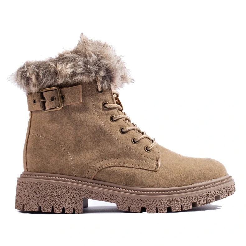 Ženske planinarske cipele s krznom bež