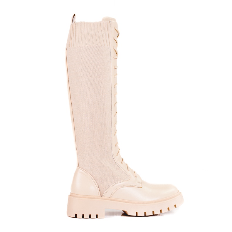 Ženske čizme na vezanje s fleksibilnim Shelovet gornjištem bež