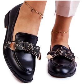 WS1 Ženske kožne mokasine s crnom Dayes mašnom crna