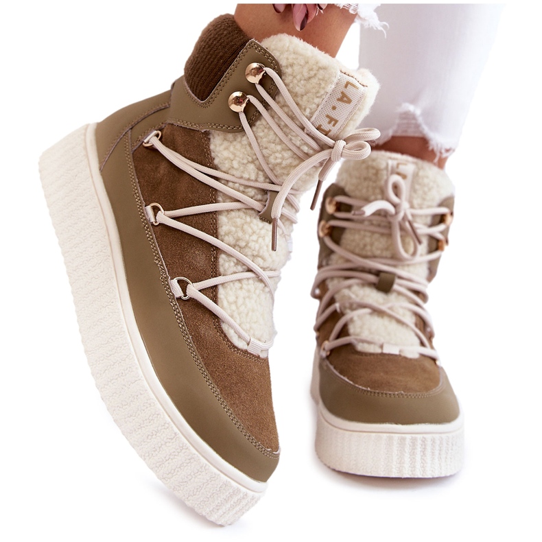 PL4 Ženske čizme za snijeg La.Fi 280072KH-QN smeđe-zelene smeđa zelena