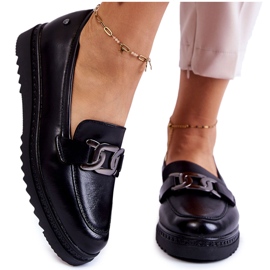 Vinceza Kožne mokasine na crnoj Abisso platformi crna