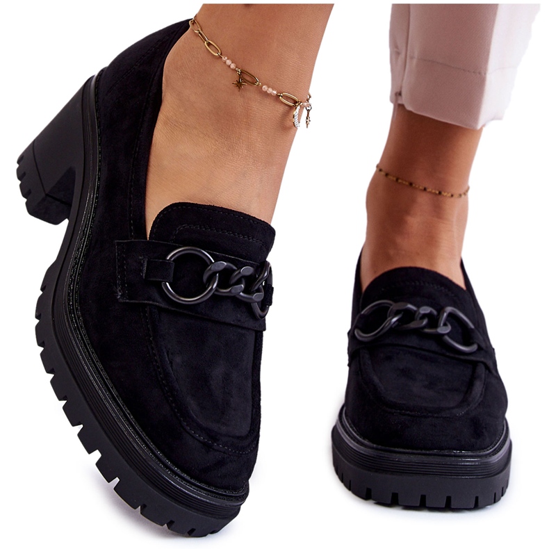 Vinceza Ženske visoke potpetice od brušene kože crne Sanya crno