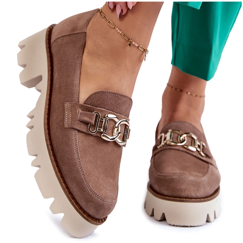 Smeđe cipele od brušene kože s ukrasom Laura Messi smeđa