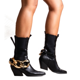 Crne kaubojske čizme s lancima Nash crna