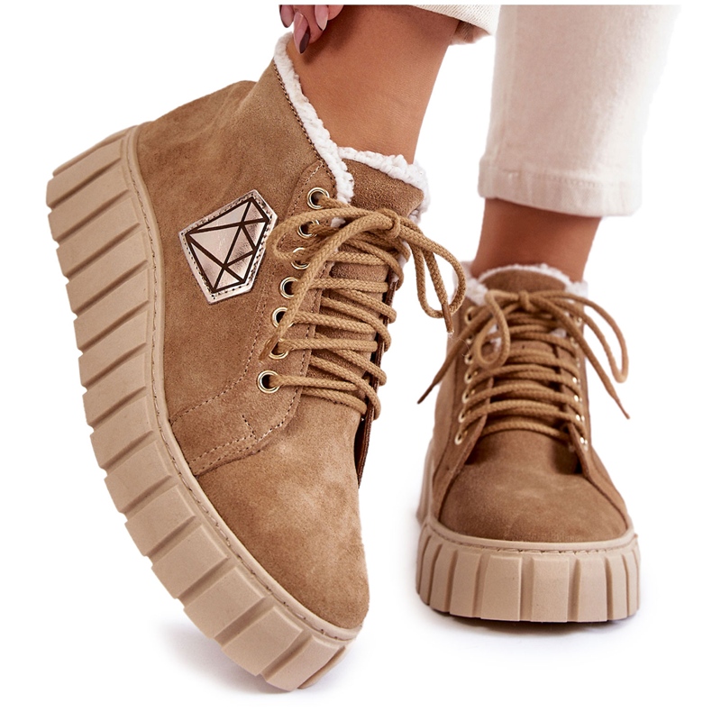 Lewski Shoes Sportske cipele od brušene kože Vezane cipele Lewski 3252 / N bež