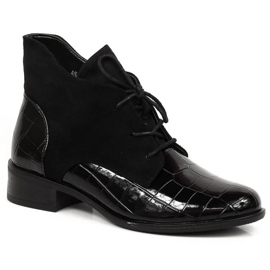 Čizme na vezanje Jezzi W JEZ299C crna