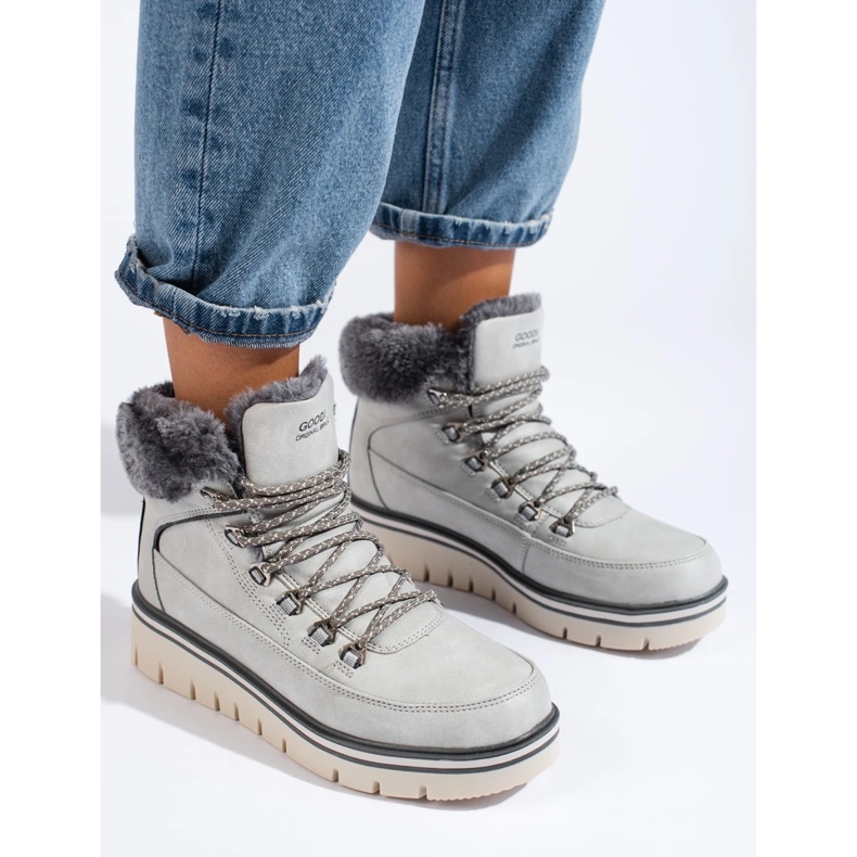 Ženske traperice na platformi siva