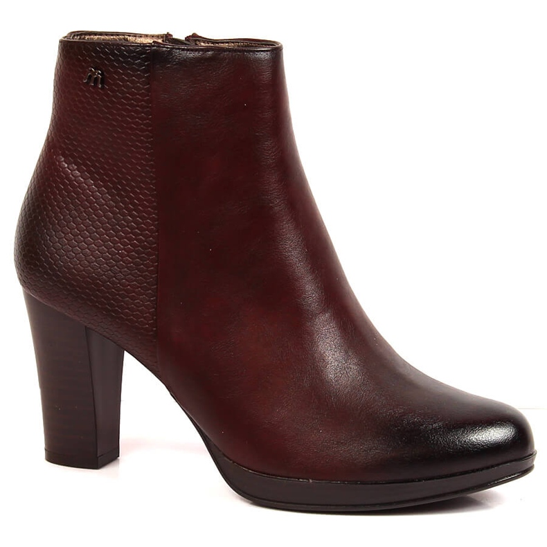 Kestenjaste tople ženske čizme na stup M. Daszyński bordo