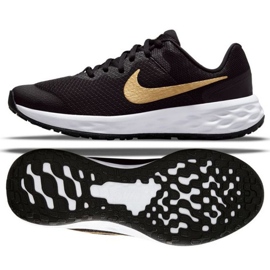 Nike Revolution 6 Jr DD1096 002 tenisice za trčanje crna zlatni