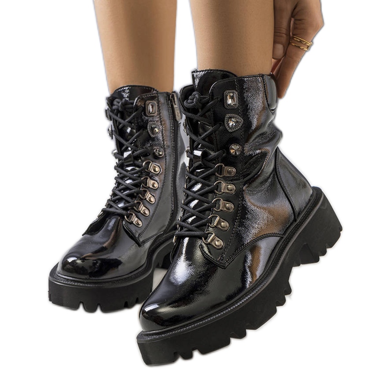 PA1 Crne čizme na traktorskom potplatu Iglesi crno