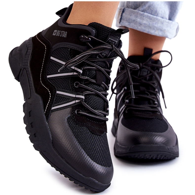 Ženske planinarske cipele Big Star od memorijske pjene KK274218 crne crno