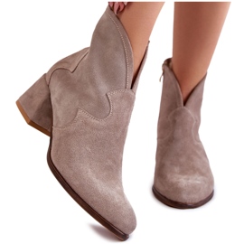 PA2 Čizme na visoku petu od brušene kože bež Resso