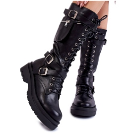 PA1 Ženske duge čizme s patentnim zatvaračem u obliku bubrega crne Joelle crna