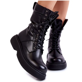 Ženske kožne čizme Čizme na vezanje crne Passione crna