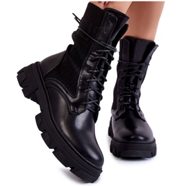 PA1 Ženske čizme na vezanje Workers Black Marlissa crna