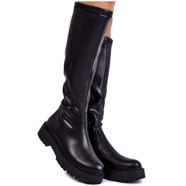 Sergio Leone Ženske kožne čizme na crnoj Aretha platformi crna