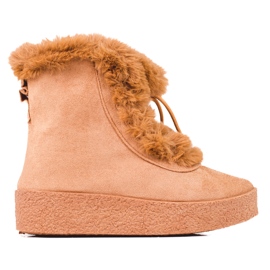 Ženske čizme za snijeg na shelovet platformi smeđa