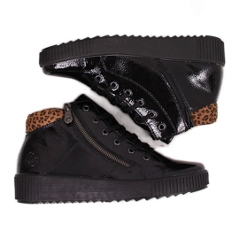 Crne lakirane ženske čizme Rieker M6434 crna