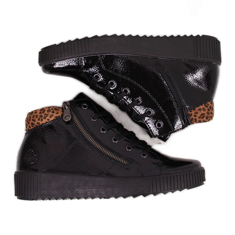 Crne lakirane ženske čizme Rieker M6434 crno