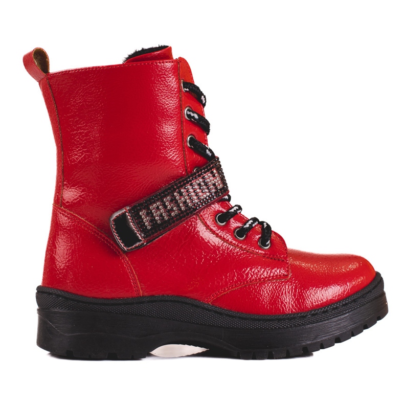 W. Potocki Potocki čizme za djevojčice s kristalima crvena