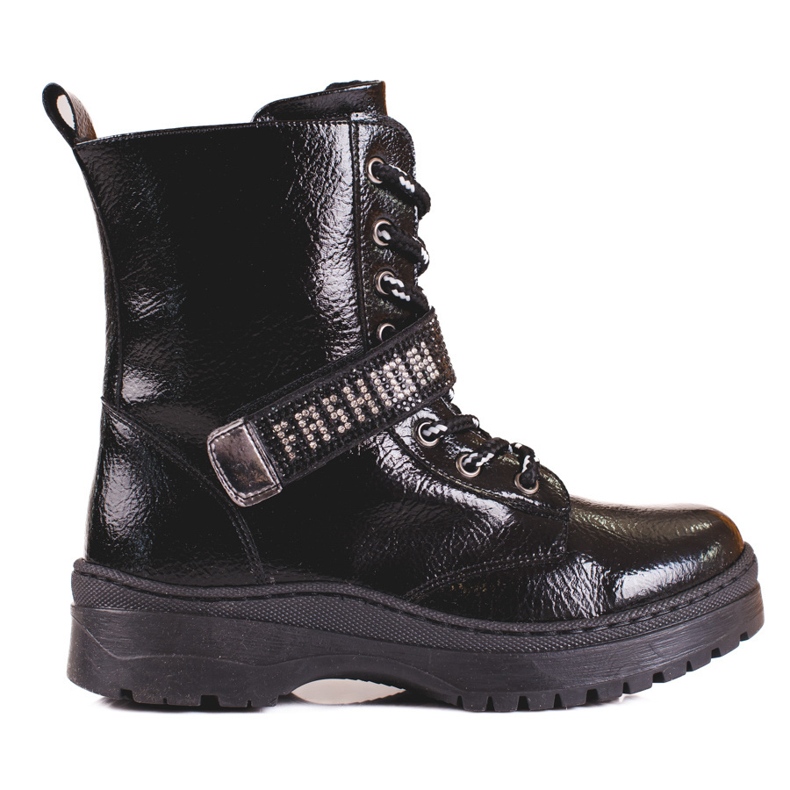 W. Potocki Potocki čizme za djevojčice s kristalima crno