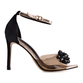 Prozirne crne ženske salonke s otkrivenim Shelovet prstima crna