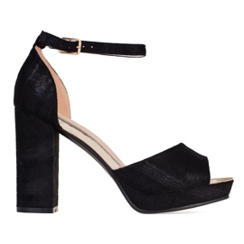 Ženske crne salonke na širokom Shelovet stupu crna