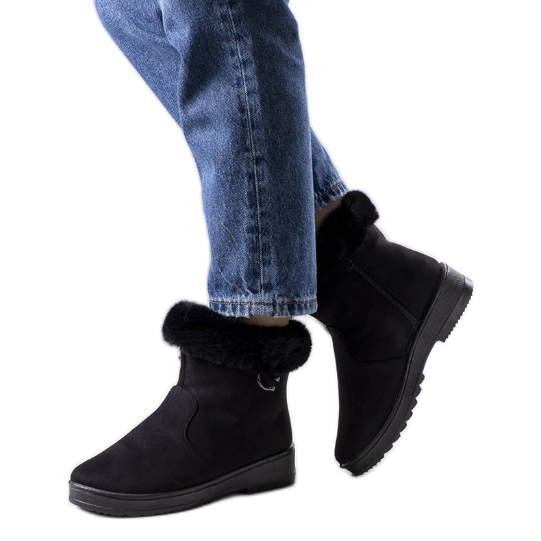 BM Crne Marvinove čizme za snijeg obrubljene krznom crno