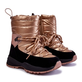 PE1 Dječje zlatne Leena tople čizme za snijeg s patentnim zatvaračem zlatni