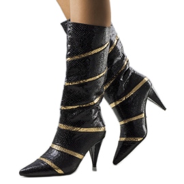 Crne i zlatne Nevzo čizme s izolacijom crna