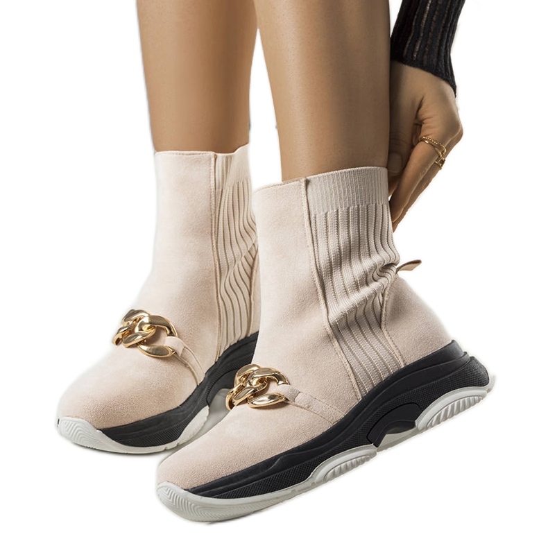 Bež izolirane čizme s lancem Ulster