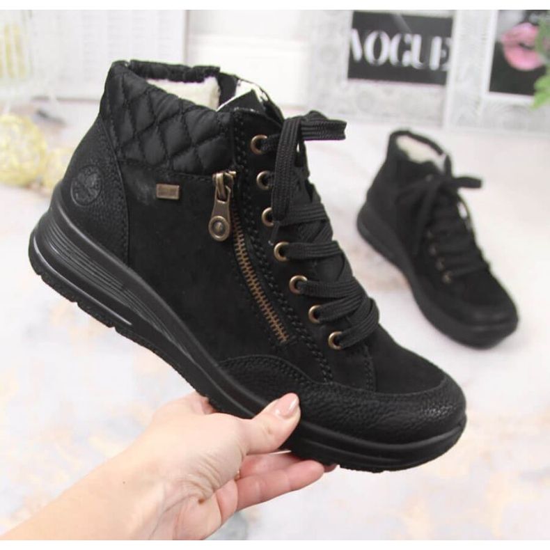 Rieker W RKR567 vodootporne kožne izolirane čizme crno