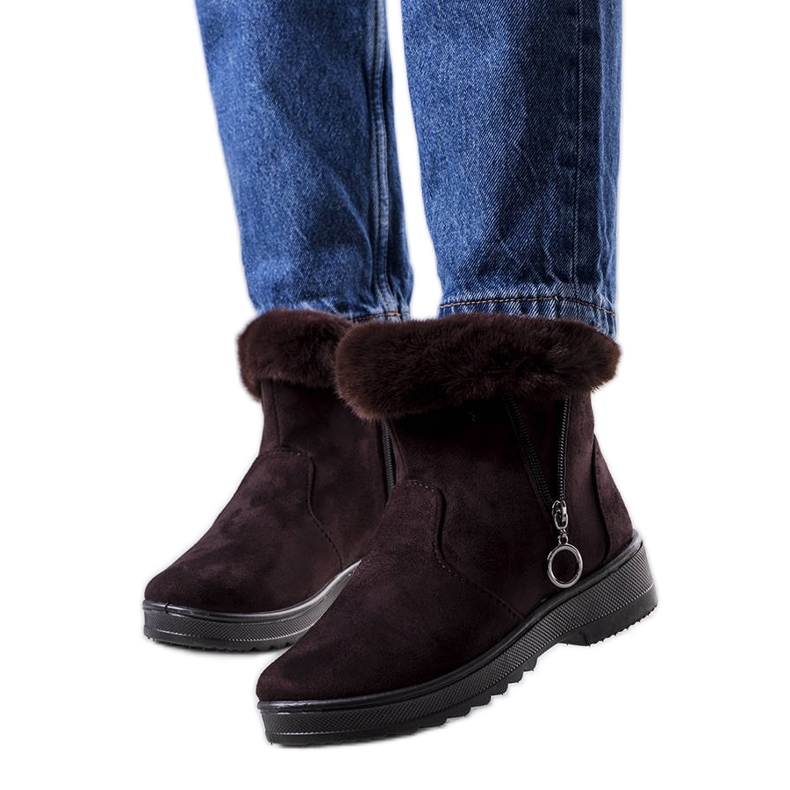 Smeđe, izolirane čizme za snijeg s patentnim zatvaračem Katalina smeđa