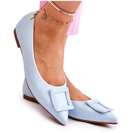 WS1 Kožne balerinke s plavim ornamentom Simone Spitz plava