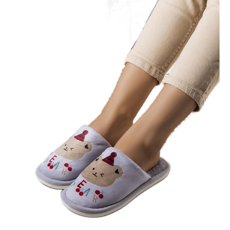 Sive mekane papuče medvjed siva