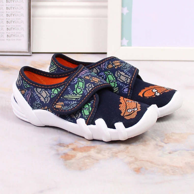 Dječje kućne papuče na čičak tamnoplave Befado 273Y345 granata