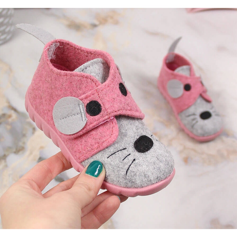 Kućne papuče od filca za djevojčice s čičkom Befado 526P104