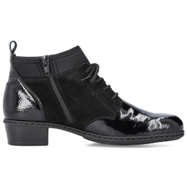 Kožne lakirane ženske crne izolirane čizme Rieker Y0740-00 crna