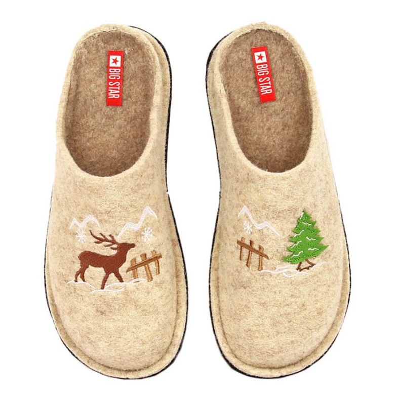 Kućne papuče od vunenog filca Big Star INT1803A bež