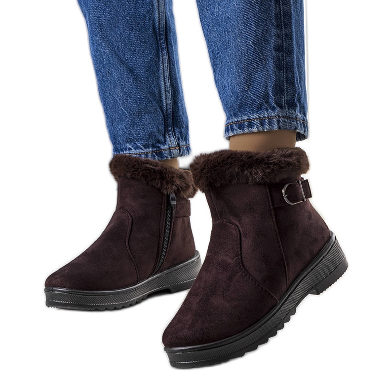 Julius smeđe, izolirane čizme za snijeg s krznom smeđa