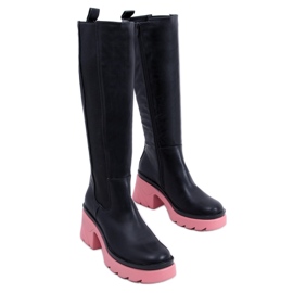 PA1 Čizme s potplatima u boji marke Woods BLACK/PEACHPUFF crna