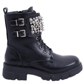 PA1 Vance crne gležnjače s perlama crna