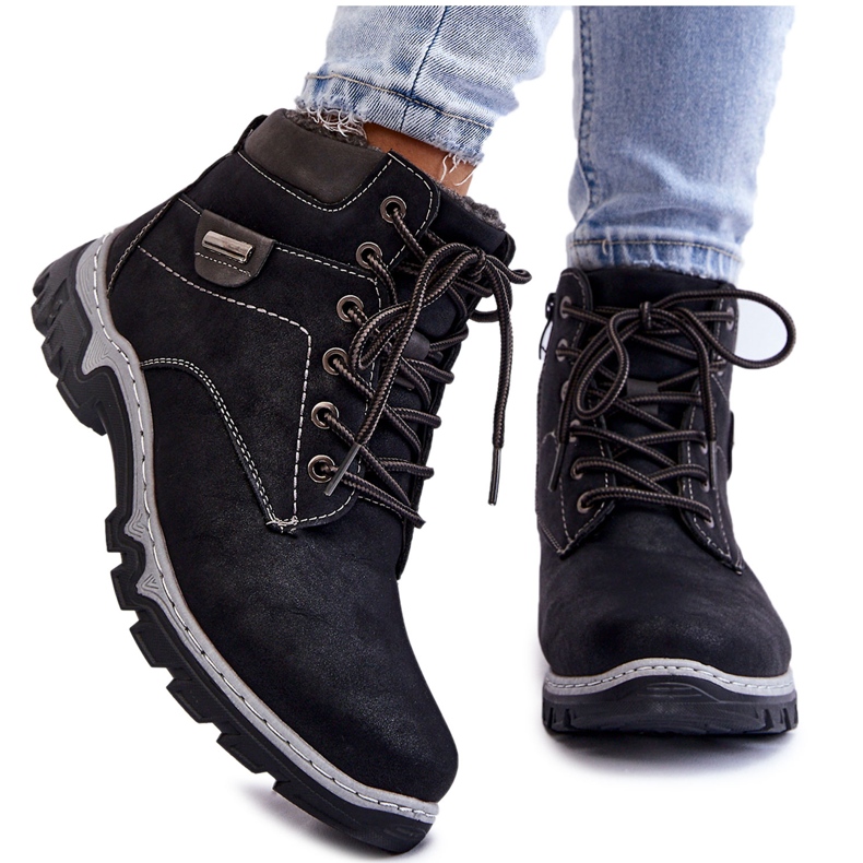 PA1 Ženske trapper čizme s toplim patentnim zatvaračem crne jakne crno