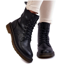 Ženske kožne izolirane čizme s patentnim zatvaračem GOE II2N4060 crne crna